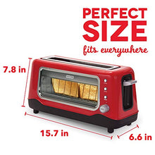 Load image into Gallery viewer, Dash Clear View Toaster: Extra Wide Slot Toaster with See Through Window - Defrost, Reheat + Auto Shut Off Feature for Bagels, Specialty Breads &amp; other Baked Goods - Red
