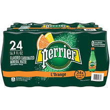 Load image into Gallery viewer, Perrier L'Orange Flavored Carbonated Mineral Water (Lemon Orange Flavor), Plastic Bottles, 16.9 Fl Oz (Pack of 24)
