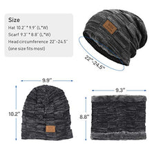 Load image into Gallery viewer, LCZTN Mens Winter Beanie Hat Scarf Set Warm Fleece Lined Knit Ski Hats Slouchy Skull Cap for Unisex Gift (Black)
