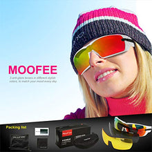 Load image into Gallery viewer, Moofee Polarized Sports Sunglasses with Rotatable Legs and 3 interchangeable Lenses Outdoor Glasses for Men Women TR90 Unbreakable UV Protection Running Driving Fishing Cycling Glasses (White-Red)
