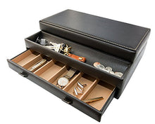 Load image into Gallery viewer, Stock Your Home Watch Box with Valet Drawer for Dresser - Mens Jewelry Box with Multiple Compartments - Jewelry Case Display Organizer for Mens Jewelry Watches, Men's Storage Boxes Holder
