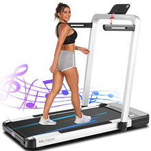Load image into Gallery viewer, ANCHEER Treadmill, 2 in 1 Folding Treadmill with Remote Control and Bluetooth Speaker, 2.25HP Under Desk Electric Treadmil Machine for Exercise,Installation-Free
