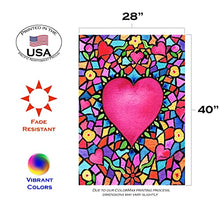 Load image into Gallery viewer, Toland Home Garden Kaleidoscope Heart 28 x 40 Inch Decorative Colorful Valentine Mosaic House Flag - 1010785
