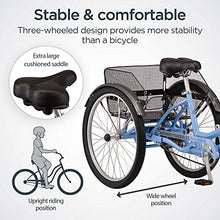 Load image into Gallery viewer, Schwinn Meridian Adult Trike, Three Wheel Cruiser Bike, 1-Speed, 26-Inch Wheels, Cargo Basket, Periwinkle
