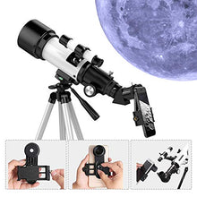 Load image into Gallery viewer, Telescope, 70mm Aperture 400mm AZ Mount, Fully Multi-Coated Optics, Telescopes for Adults, Telescope for Kids Beginners Astronomy Refractor Telescope Travel Scope with Tripod, Phone Adapter, Backpack
