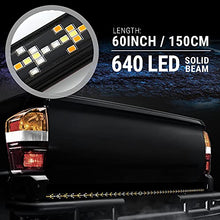 Load image into Gallery viewer, Syneticusa 60" Arrow LED Tailgate Light Bar Sequential Amber Turn Signal - Solid Beam - Weatherproof No Drill Install - Full Function Reverse Brake Running

