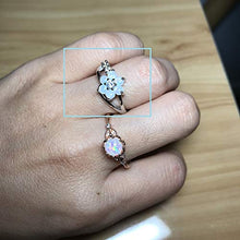 Load image into Gallery viewer, LARDROK Exquisite Round Cut White Fire Opal Stone Flower Women Opal Rings Diamond Jewelry Birthday Proposal Gift Bridal Engagement Party Band Rings Size 6-10
