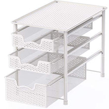 Load image into Gallery viewer, Simple Houseware Stackable 3 Tier Sliding Basket Organizer Drawer, White
