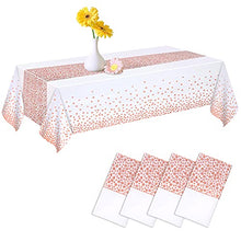 Load image into Gallery viewer, 4 Pack Plastic Tablecloths for Rectangle Tables, Waterproof Disposable Table Cloths, White and Rose Gold Rectangular Table Covers for Parties Birthday Thanksgiving Christmas Wedding, 54" x 108"
