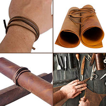 Load image into Gallery viewer, Real Leather Fabric Leather Sheets for Leather Earrings, Leather Wallet &amp; Crafts – Genuine Full Grain Buffalo Leather, Not Faux Leather Sheets – Dark &amp; Russet Brown (2 Sheets + Leather Cord)
