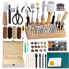Load image into Gallery viewer, Jupean 458 Pieces Leather Kits, Leather Working Tools, Leathercraft Tools and Supplies with Instruction, Tool Holder, Leather Stamps Set, Prong Punch, Hole Hollow Punch for Leather Craft Working
