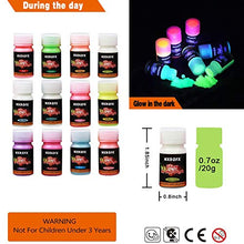 Load image into Gallery viewer, HXDZFX Glow in The Dark Paint UV Paint(Set of 12 Bottles 20g. Each) Safe Non-Toxic for Slime,Nails,Epoxy Resin,Acrylic Paint,Halloween,Fine Art and DIY Crafts

