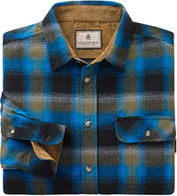 Load image into Gallery viewer, Legendary Whitetails Men's Standard Buck Camp Flannel Shirt, Cobalt Plaid, Medium
