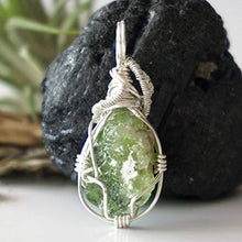 Load image into Gallery viewer, Raw Peridot Crystal Reversible Necklace - Sterling Silver Hypoallergenic - 18 inch Chain - Green Gemstone Pendant - August Leo Birthstone Jewelry For Women, Men Gift
