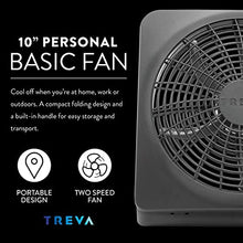 Load image into Gallery viewer, O2COOL Treva 10-Inch Portable Desktop Air Circulation Battery Fan, 2 Speed, Compact Folding &amp; Tilt Design, with AC Adapter (Graphite)
