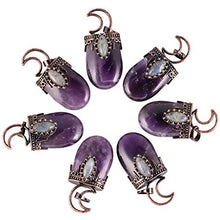 Load image into Gallery viewer, TUMBEELLUWA Natural Healing Crystal Stone Pendant Necklace for Men and Women, Reiki Oval Stone Necklace with Oval Labraorite Stone, Amethyst
