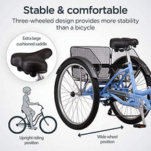 Load image into Gallery viewer, Schwinn Meridian Adult Trike, Three Wheel Cruiser Bike, 7-Speed, 26-Inch Wheels, Cargo Basket, Periwinkle
