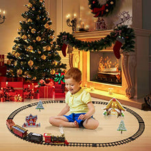 Load image into Gallery viewer, Train Set - 2020 Updated Electric Train Toy for Boys Girls w/ Smokes, Lights &amp; Sound, Railway Kits w/ Steam Locomotive Engine, Cargo Cars &amp; Tracks, for 3 4 5 6 7 8+ Year Old Kids
