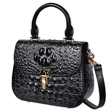 Load image into Gallery viewer, PIJUSHI Leather Crossbody Shoulder Bags for Women Designer Crocodile Purse Satchel Handbag (99806 Black)
