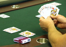 Load image into Gallery viewer, 12 Pinochle Playing Card Decks, Red/Blue - Wide Size Regular Index Playing Cards Bulk Set - 48-Card Pre-Made Plastic-Coated Custom Decks - Tabletop Games &amp; Accessories - Collector Items, Toys &amp; Family
