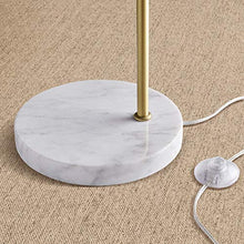 Load image into Gallery viewer, Archiology Floor Lamp - Gold Floor Lamp with Marble Base &amp; White Linen Drum Shade ,Modern Floor Lamps for Living Room,Bedrooms, Study Room and Office (62.2’’)

