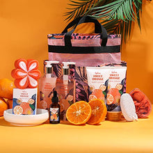Load image into Gallery viewer, Gift Baskets for Women, Gift Set for Women-BFFLOVE Sweet Orange Spa Bath Gifts, 10 Pc Bath Spa Kit Includes Bath Salt, Massage Oil, Bubble Bath, Spa Tote Bag. Best Women Gifts for Birthday &amp; Party
