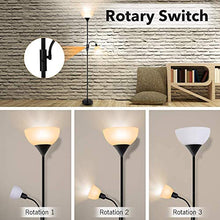 Load image into Gallery viewer, Floor Lamp - Standing Lamp, 9W+4W Energy Saving LED Bulbs, Torch Lamp with Adjustable Reading Lamp, 3000K Warm White, LED Floor Lamps for Bedroom, Living Room, Office, Working, Reading
