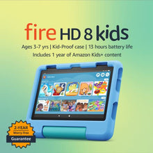 Load image into Gallery viewer, Amazon Fire HD 8 Kids tablet, 8" HD display, ages 3-7, includes 2-year worry-free guarantee, Kid-Proof Case, 32 GB, (2022 release), Blue

