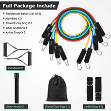 Load image into Gallery viewer, LEEKEY Resistance Bands Set Workout Bands (11pcs) 5 Different Level Stackable Exercise Bands with Door Anchor, Handles, Waterproof Carry Bag,Legs Ankle Straps for Home Workouts and Resistance Training
