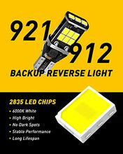 Load image into Gallery viewer, AUXITO 912 921 LED Bulb for Backup Light Reverse Lights High Power 2835 15-SMD Chipsets Error Free T15 906 922 W16W Bulbs, 6000K White (Upgraded, Pack of 2)
