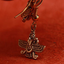 Load image into Gallery viewer, Gold Pt Farvahar Earrings Iranian Persian Farohar Earring Iran Persia Gift (Fish Hook)
