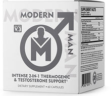Load image into Gallery viewer, Modern Man V3 - Testosterone Booster + Thermogenic Fat Burner for Men, Boost Focus, Energy &amp; Alpha Drive - Anabolic Weight Loss Supplement &amp; Lean Muscle Builder | Lose Belly Fat - 60 Pills
