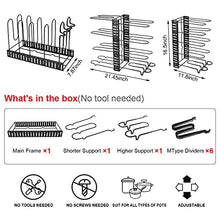 Load image into Gallery viewer, Pensar Pots and Pans Organizers for Cabinet, Adjustable Pot Organizer Rack under Cabinet, Pan Organizer with 8 Tiers &amp; 3 DIY Methods, Lid Kitchen Cabinet Organizer
