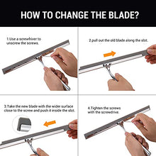 Load image into Gallery viewer, Squeegee for Shower Glass Door, 12-Inch All-Purpose Shower Squeegee for Bathroom, Car Window and Tiles with Adhesive Holder &amp; 1 Replacement Squeegee Blade, Stainless Steel
