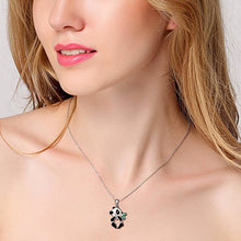 Load image into Gallery viewer, S925 Sterling Silver Lovely Panda Eat Bamboo Pendant Necklace
