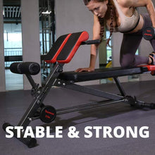 Load image into Gallery viewer, Finer Form UPGRADED Multi-Functional Bench for Full All-in-One Body Workout – Hyper Back Extension, Roman Chair, Adjustable Ab Sit up Bench, Decline Bench, Flat Bench
