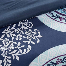 Load image into Gallery viewer, Intelligent Design Loretta Ultra Soft Brushed Microfiber Bohemian Boho Medallion Comforter and Sheet Set Bag Bedding, Queen, Navy 9 Piece
