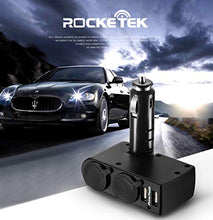 Load image into Gallery viewer, Rocketek 2-Socket Car Splitter Cigarette Lighter Adapter Multi Power Outlet 12/24V 90W with 3.1A 2 USB Car Charger Adapter, Cigarette Lighter Splitter Adapter for iPhone ipad Cell Phone Tablet GPS
