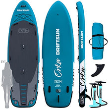 Load image into Gallery viewer, Driftsun Orka Inflatable Paddleboard ISUP 12ft Multi-Person Extra Wide Stand Up ISUP Package, Includes 2 High Pressure/High Volume Pumps and Fin (Teal)
