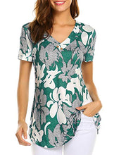 Load image into Gallery viewer, Sweetnight Shirt For Women Casual Short Sleeve Printed Flared Tunic Tops Green S
