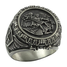 Load image into Gallery viewer, Saint St. Michael the Archangel Sterling Silver 925 mens Ring Handcrafted

