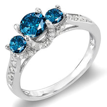 Load image into Gallery viewer, Dazzlingrock Collection 1.00 Carat (ctw) 14k Round White And Blue Diamond 3 Stone Ladies Bridal Engagement Ring 1 CT, White Gold, Size 5.5
