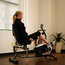 Load image into Gallery viewer, Sunny Health &amp; Fitness Magnetic Recumbent Bike Exercise Bike with Digital Monitor, 300 lb Capacity, Easy Adjustable Seat, Pulse Rate Monitor
