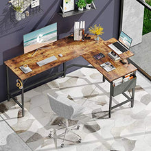 Load image into Gallery viewer, Cubiker Modern L-Shaped Computer Office Desk, Corner Gaming Desk with Monitor Stand, Home Study Writing Table Workstation for Small Spaces, Rustic
