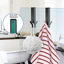 Load image into Gallery viewer, Double Side Bathroom Towel Hooks Set, 7 Inches Shower Hook for Frameless Glass Shower Doors, Brushed Nickel Extended Towel Racks Hanger with Non-Slip Sponge Pad for Loofah - Black (2 Pack)
