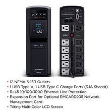 Load image into Gallery viewer, CyberPower CP1500PFCLCD PFC Sinewave UPS System, 1500VA/1000W, 12 Outlets, AVR, Mini Tower
