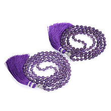 Load image into Gallery viewer, JOVIVI 108 Mala Beads Necklace Natural Amethyst Semi-Precious Gem Stones Meditation Necklace 108 Hand Knotted Mala Beaded Tassel Necklace Pendant
