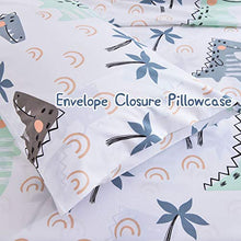 Load image into Gallery viewer, JSD Dinosaur Kids Printed Sheet Set Full Size, 4 Piece Brushed Microfiber Bed Sheets for Boys, 15" Deep Pocket White
