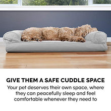 Load image into Gallery viewer, Furhaven Pet Bed for Dogs and Cats - Quilted Sofa-Style Egg Crate Orthopedic Dog Bed, Removable Machine Washable Cover - Silver Gray, Jumbo (X-Large)
