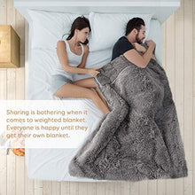 Load image into Gallery viewer, BUZIO Shaggy Faux Fur Weighted Blanket 20lbs, Super Soft Plush Fleece and Cozy Sherpa Reverse, Long Fur Fluffy Bed Throw Blankets 60"x80" Grey
